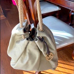 MK goldshimmer canvas ropehandle & duster handbag